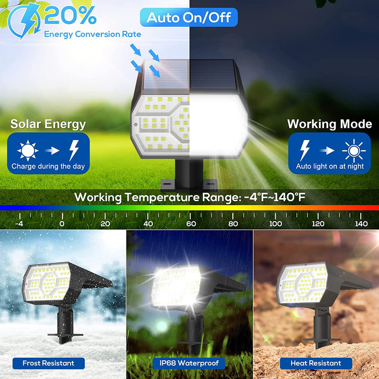 Solar Lights Outdoor Waterproof IP68, 56 LED 3 Lighting Modes Solar Powered Garden Yard Spot Solar Lights for outside Landscape- 4 Pack (Cool White)
