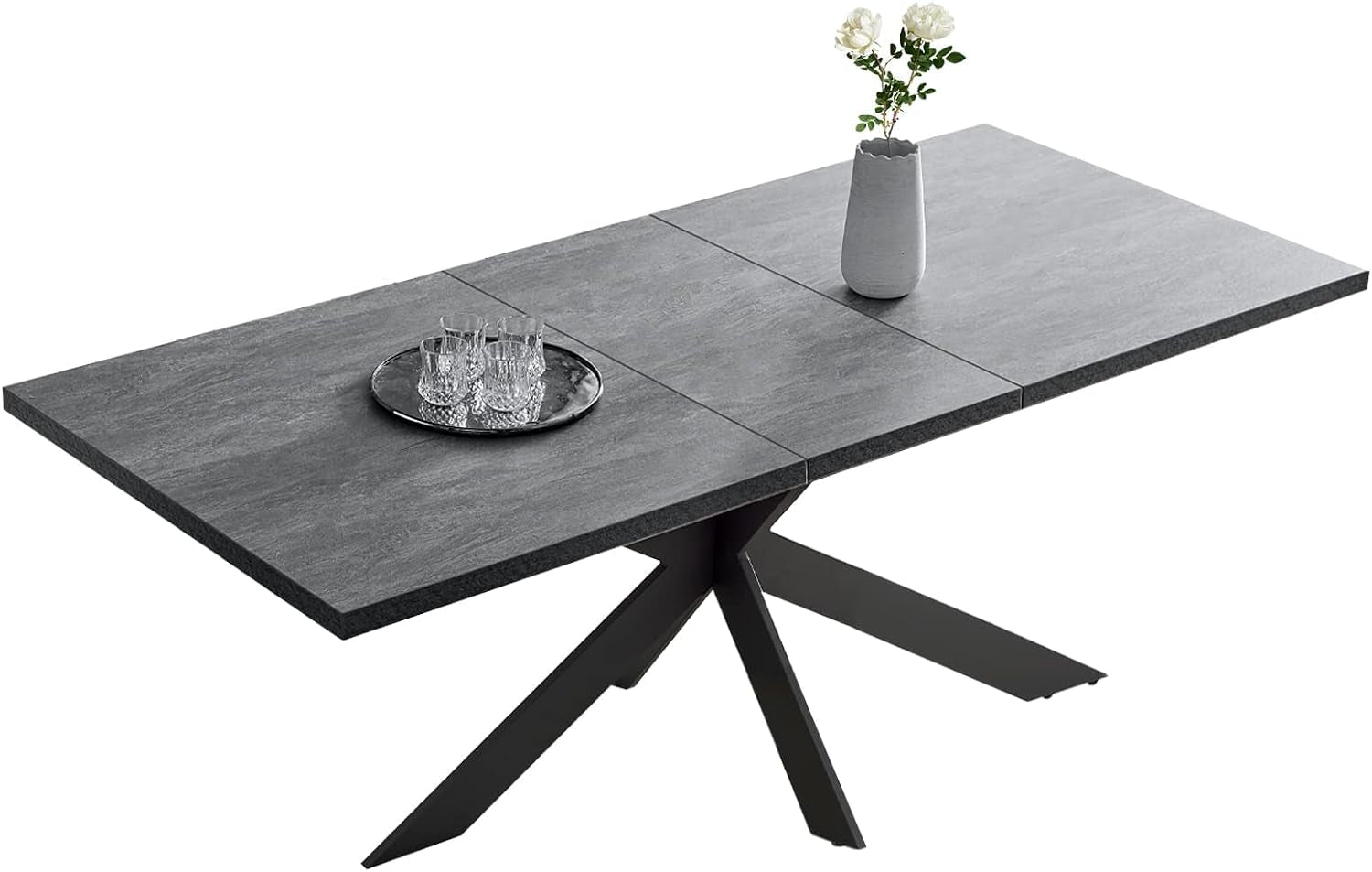 Modern Dining Table Table Set for 6-8 Person for Dining Room, Kitchen Table Set with Steel Legs