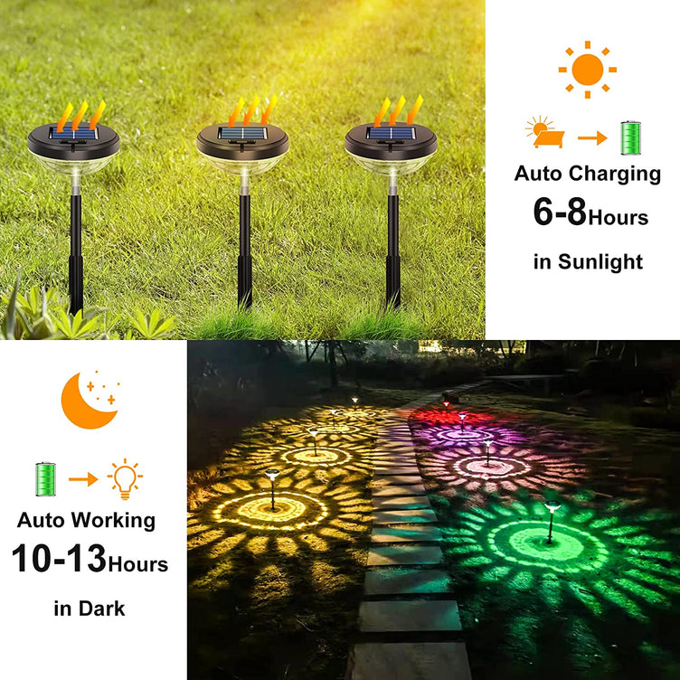 Bright Solar Pathway Lights 8 Pack,Color Changing+Warm White LED Path Lights Outdoor,Ip67 Waterproof, Solar Powered Garden Lights for Walkway Yard Backyard Lawn Landscape Decorative