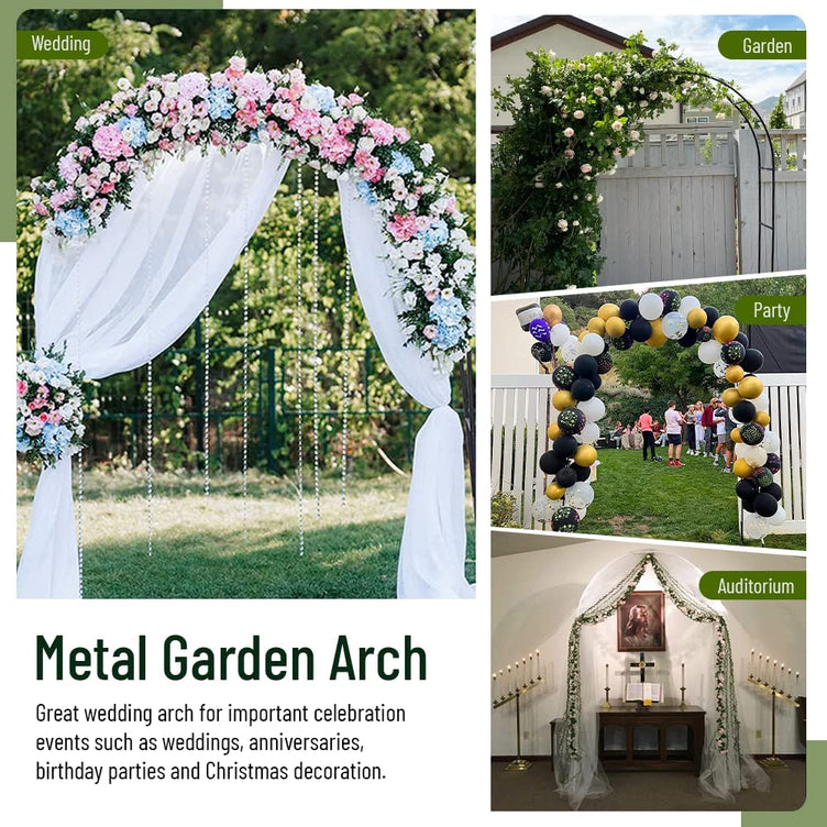 7.9Ft Metal Garden Arch Army Green Garden Arbor for Climbing Plant Outdoor Wedding Party