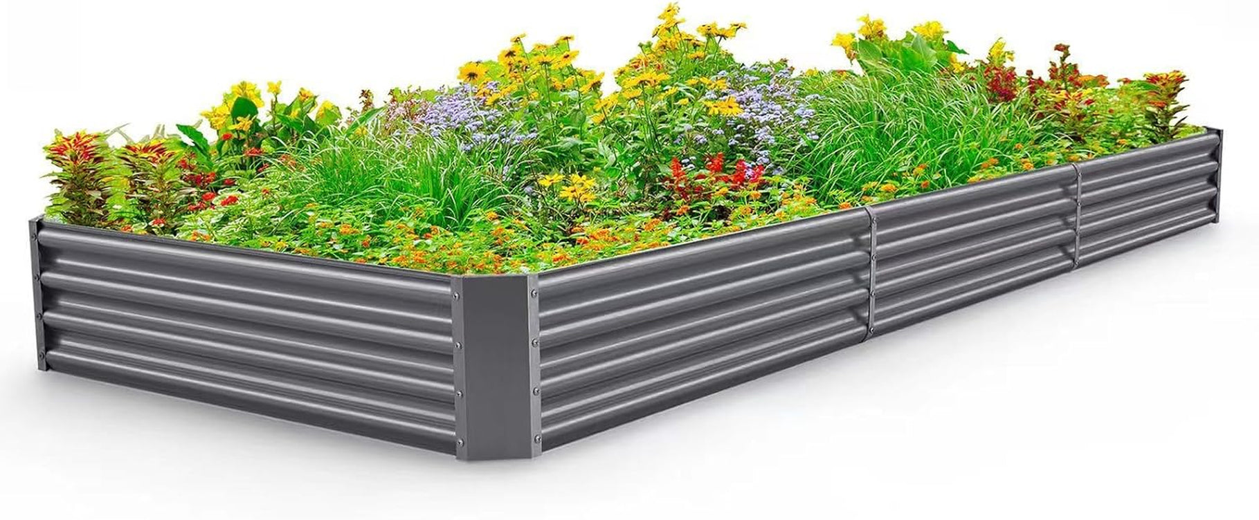 12×4×1Ft Galvanized Raised Garden Bed Kit for Vegetables, Galvanized Super Large Metal Planter Raised Garden Boxes Outdoor(359 Gallon Capacity（Grey）…