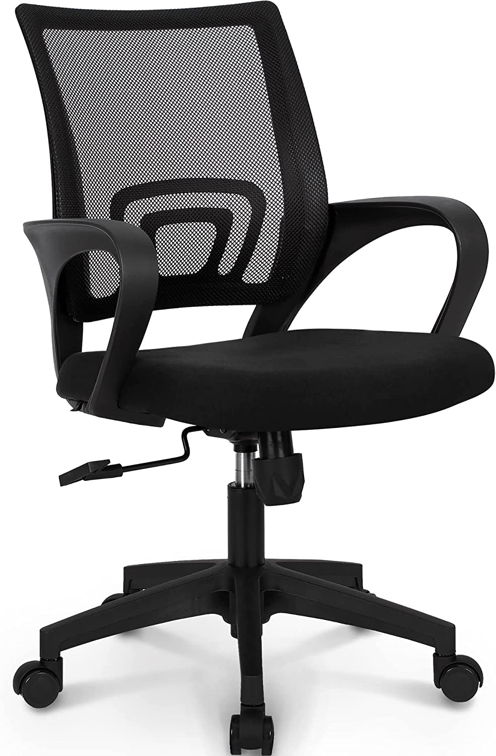 Office Computer Desk Chair Gaming-Ergonomic Mid Back Cushion Lumbar Support with Wheels Comfortable Blue Mesh Racing Seat Adjustable Swivel Rolling Home Executive (Black)