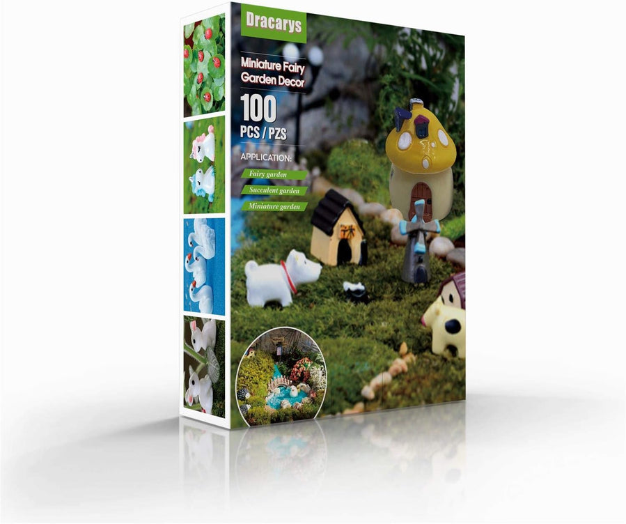 Selected 100 Pcs Fairy Garden Accessories, Fairy Garden Kit, Miniature Figurines, Micro Landscape Ornaments Kit, Garden DIY Animals, Environmental Resin, Forest Encounters
