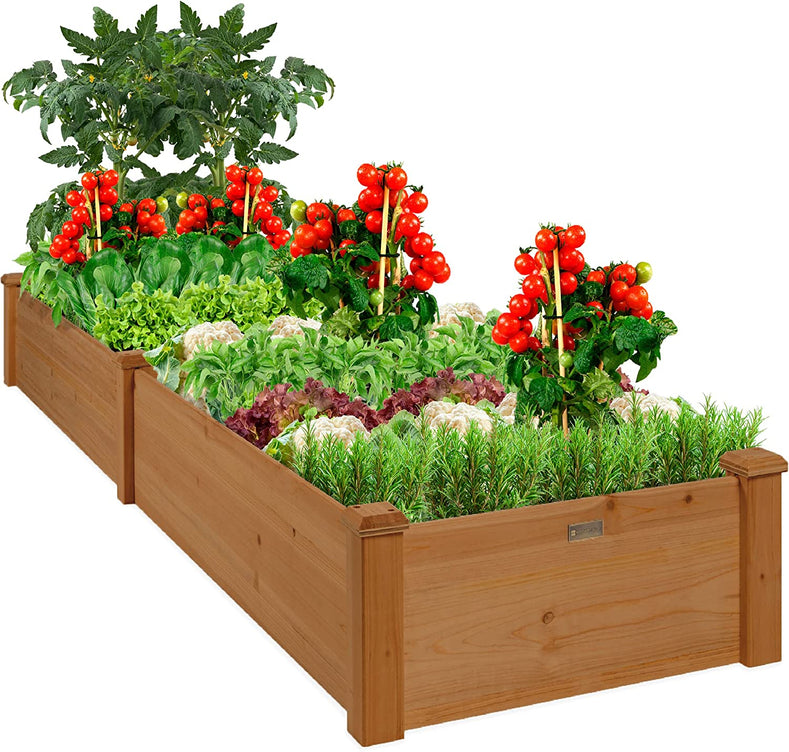 8X2Ft Outdoor Wooden Raised Garden Bed Planter for Vegetables, Grass, Lawn, Yard - Acorn Brown