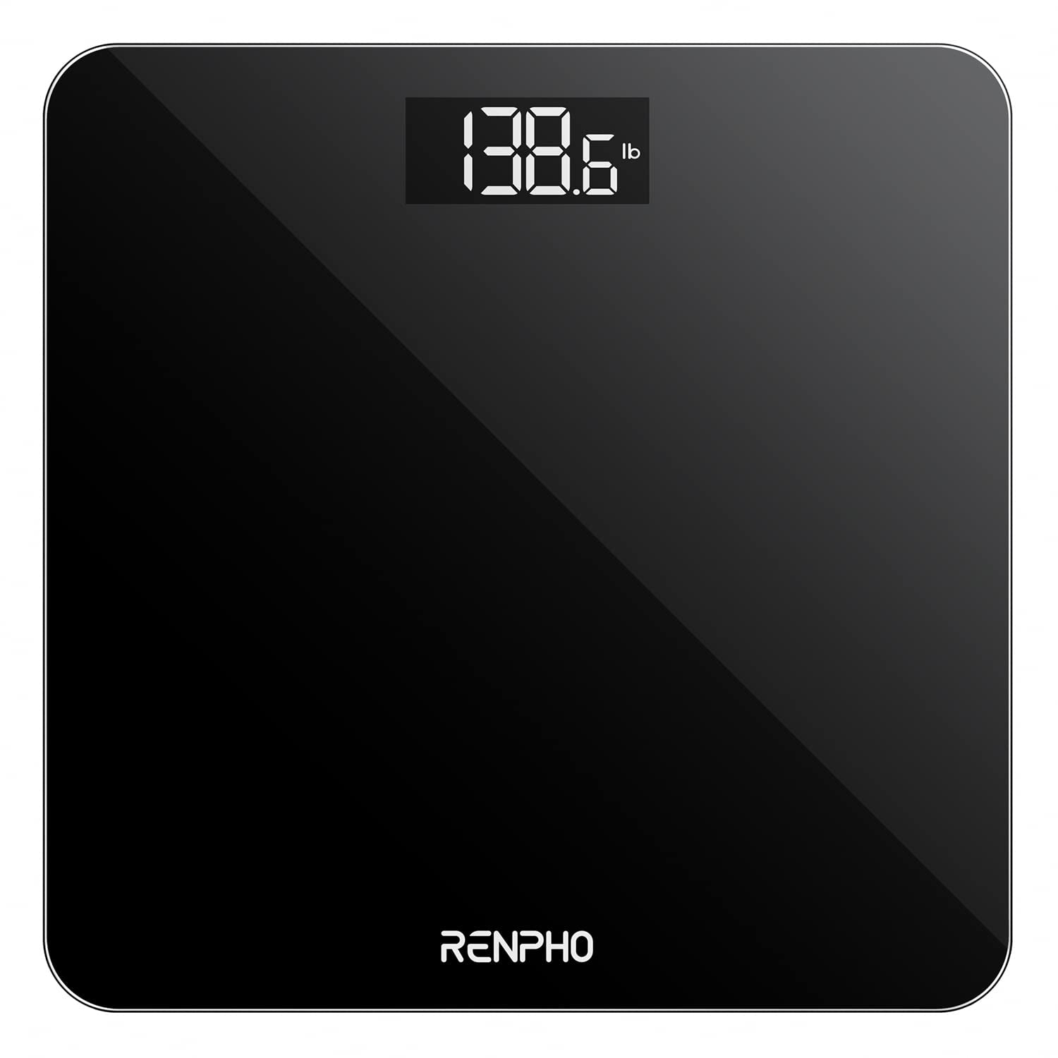 Digital Bathroom Scale, Highly Accurate Body Weight Scale with Lighted LED Display, round Corner Design, 400 Lb, Black-Core 1S